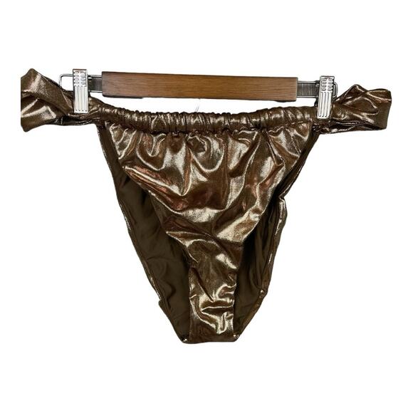 Good American Foil Ruched Bikini Bottom in Mocha Foil Size 5 (2XL) NWT‎ - Picture 2 of 9